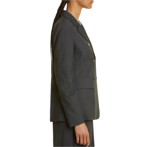 Max Mara Editore Double Breasted Virgin Wool Blazer Dark Gray 0 - Picture 4 of 13